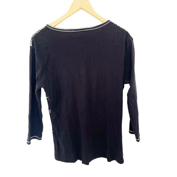 Paradisio Black White Italy Graphics V-neck Y2K style T-shirt - Picture 2 of 6